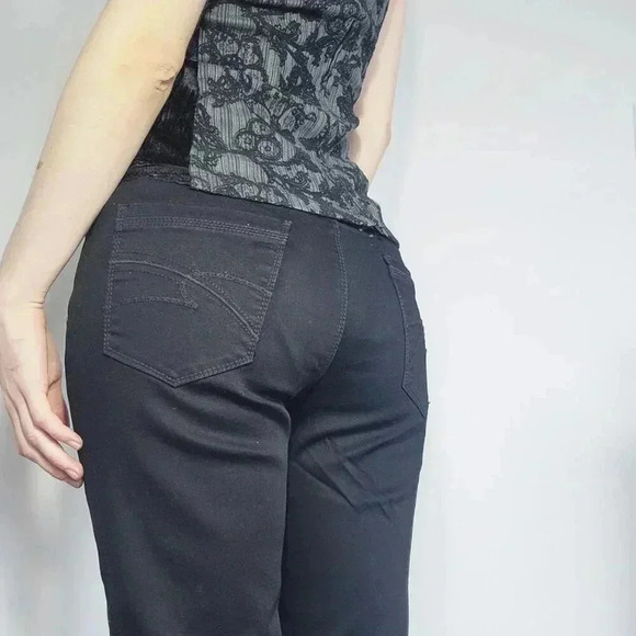 Gothic & grunge black and white abstract hand-painted straight-legged jeans - Picture 8 of 16